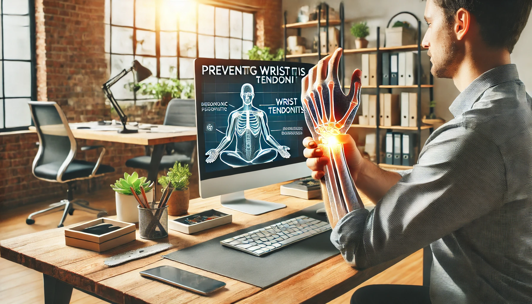 Illustration des méthodes de prévention avec une posture ergonomique.