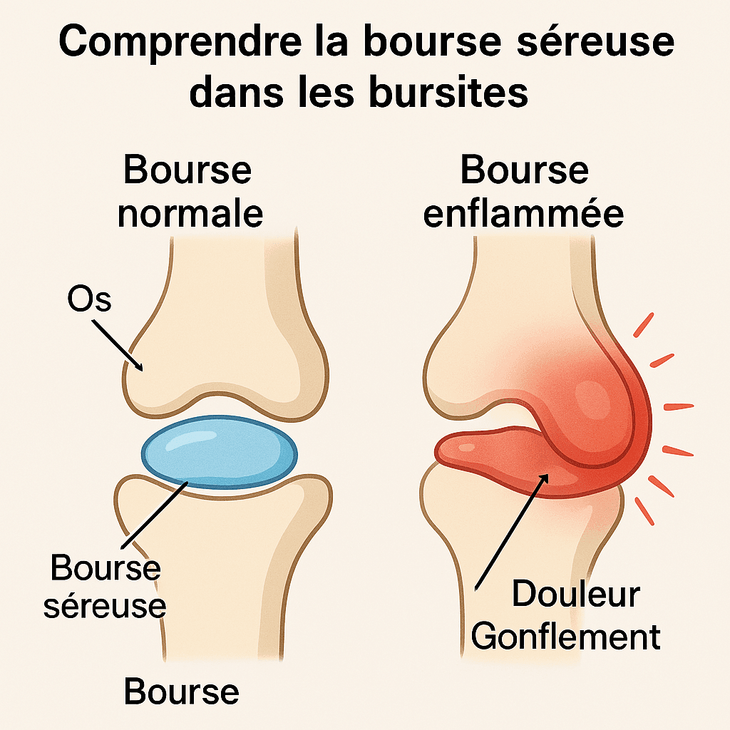 Anatomie d'une bourse séreuse normale et enflammée – les bursites