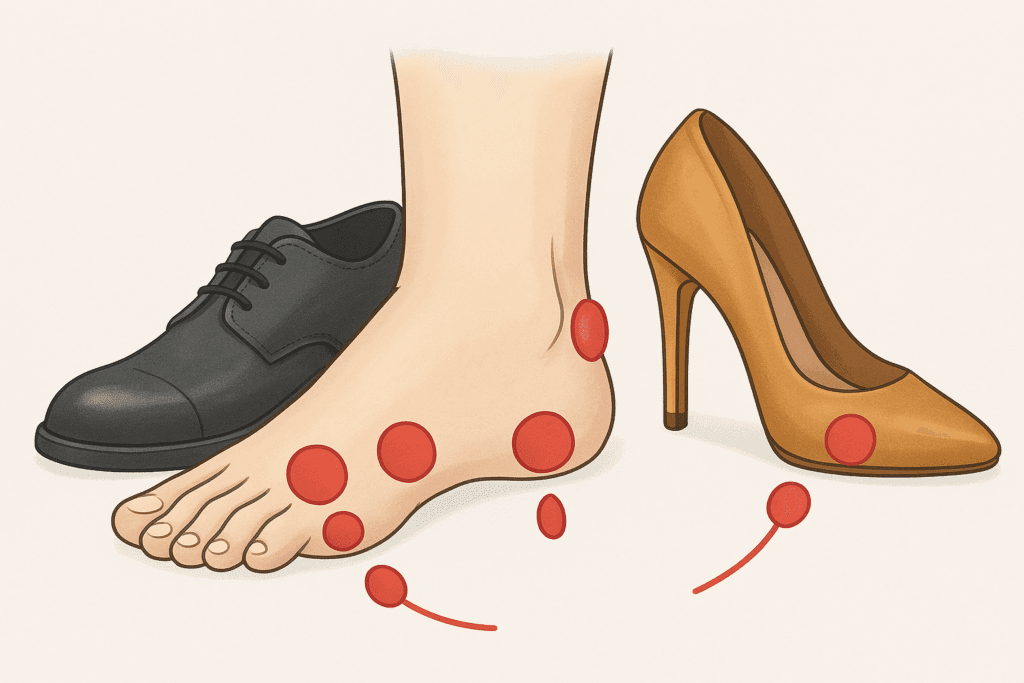 Chaussures provoquant des bursites pied