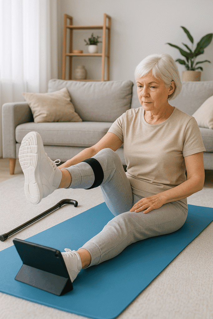 Exercices à domicile après une prothèse totale du genou