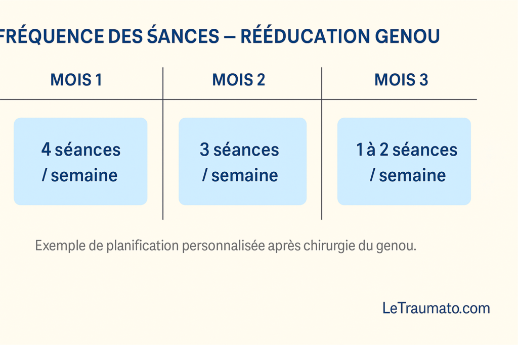 Planning des séances de kiné après prothèse du genou