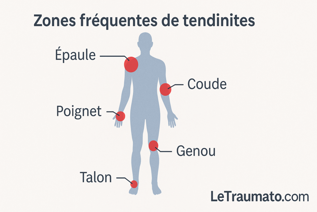 Zones fréquentes des tendinites selon l’orthopédiste