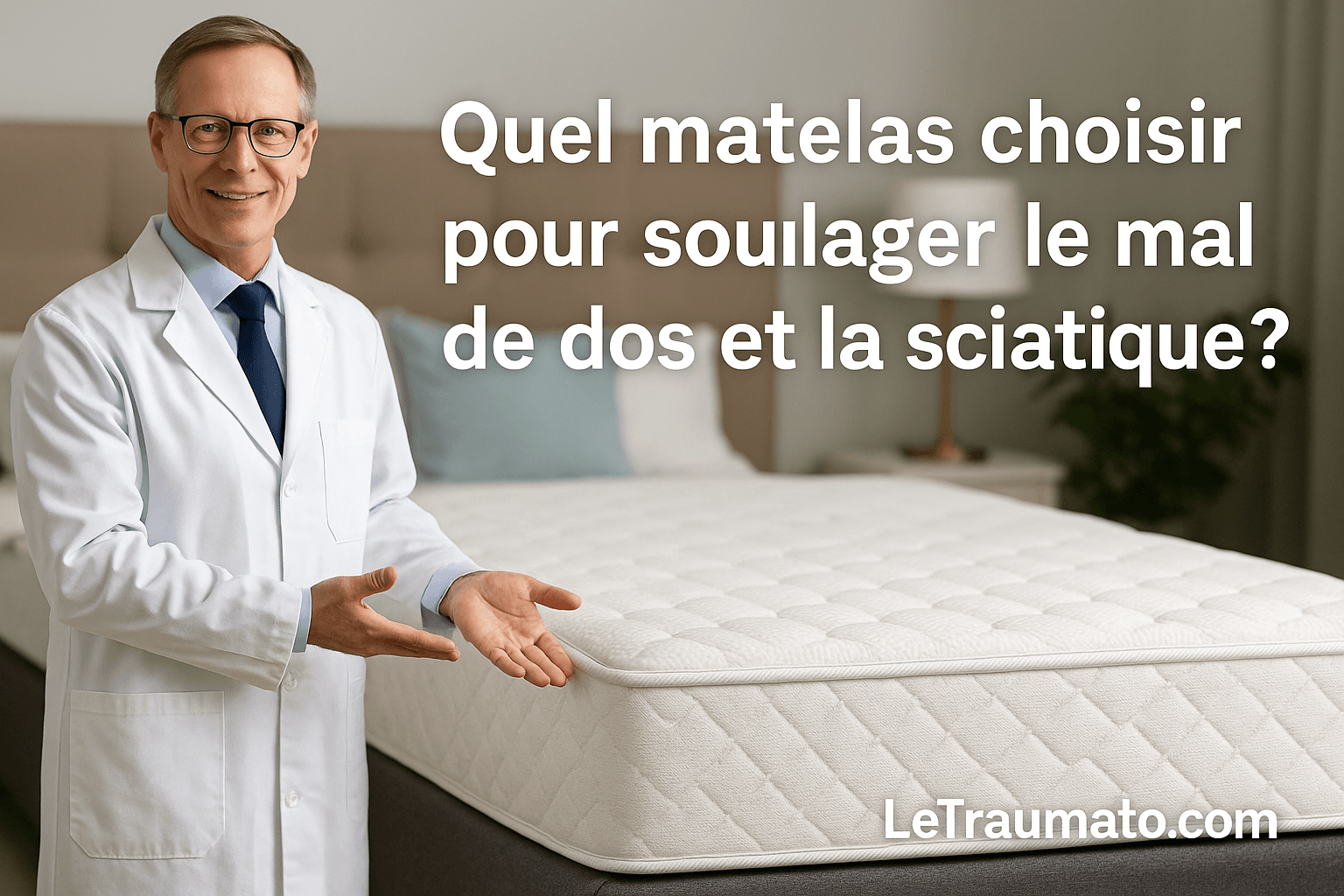 Orthopédiste présentant un matelas pour soulager le mal de dos et la sciatique – LeTraumato.com