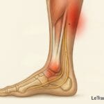 Vue anatomique de la cheville et du mollet avec les zones douloureuses remontantes – orthopédiste Traumatologie