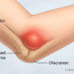 Schéma anatomique d’une bursite du coude avec inflammation de la bourse – LeTraumato orthopédiste