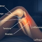 Anatomie du genou en douleur au repos la nuit – vue médicale réaliste