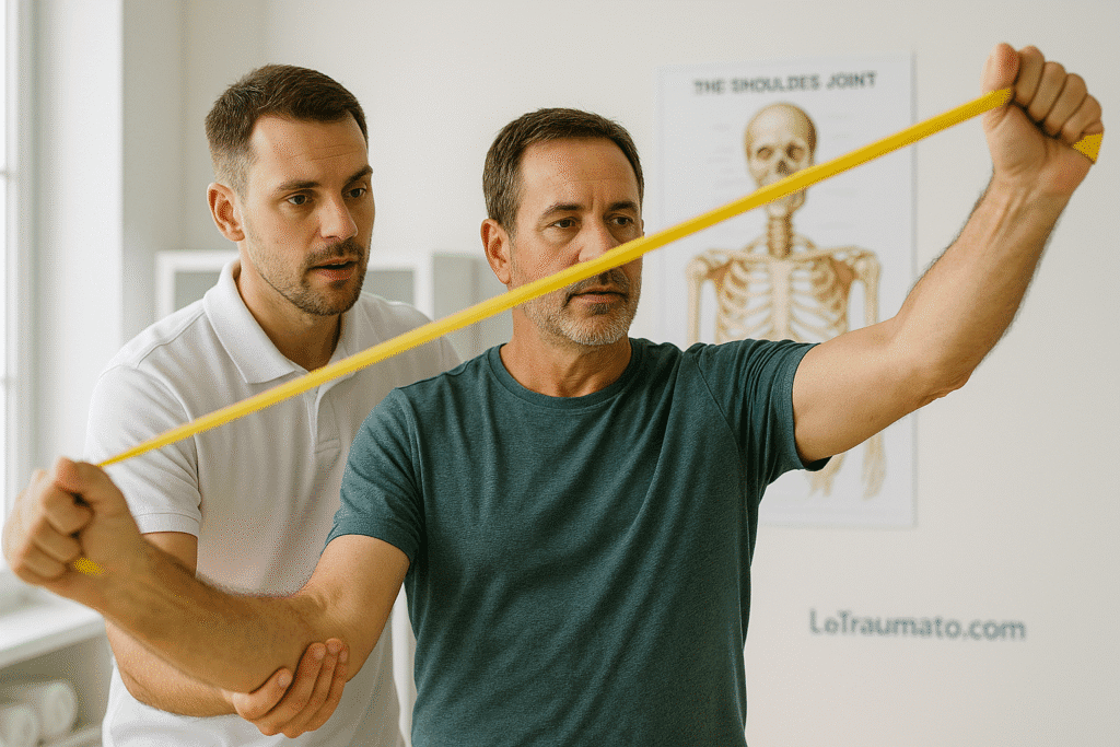 exercices pour soulager une douleur de l’épaule qui descend dans le bras – kinésithérapie – LeTraumato