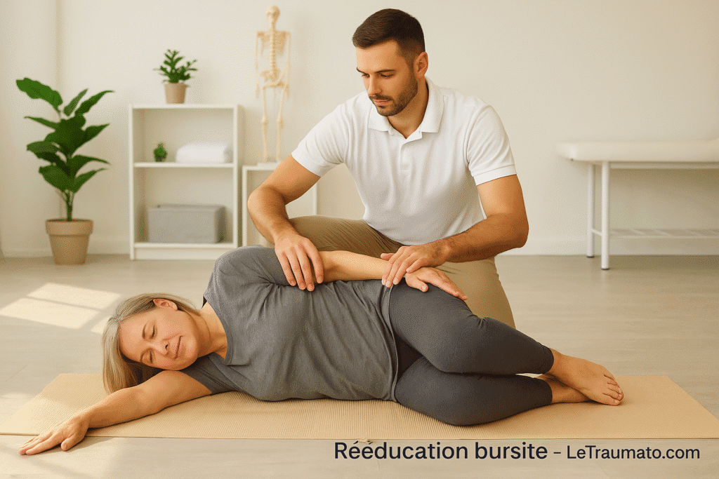 Exercice d’étirement du moyen fessier pour soulager une bursite trochantérienne – technique validée en traumatologie