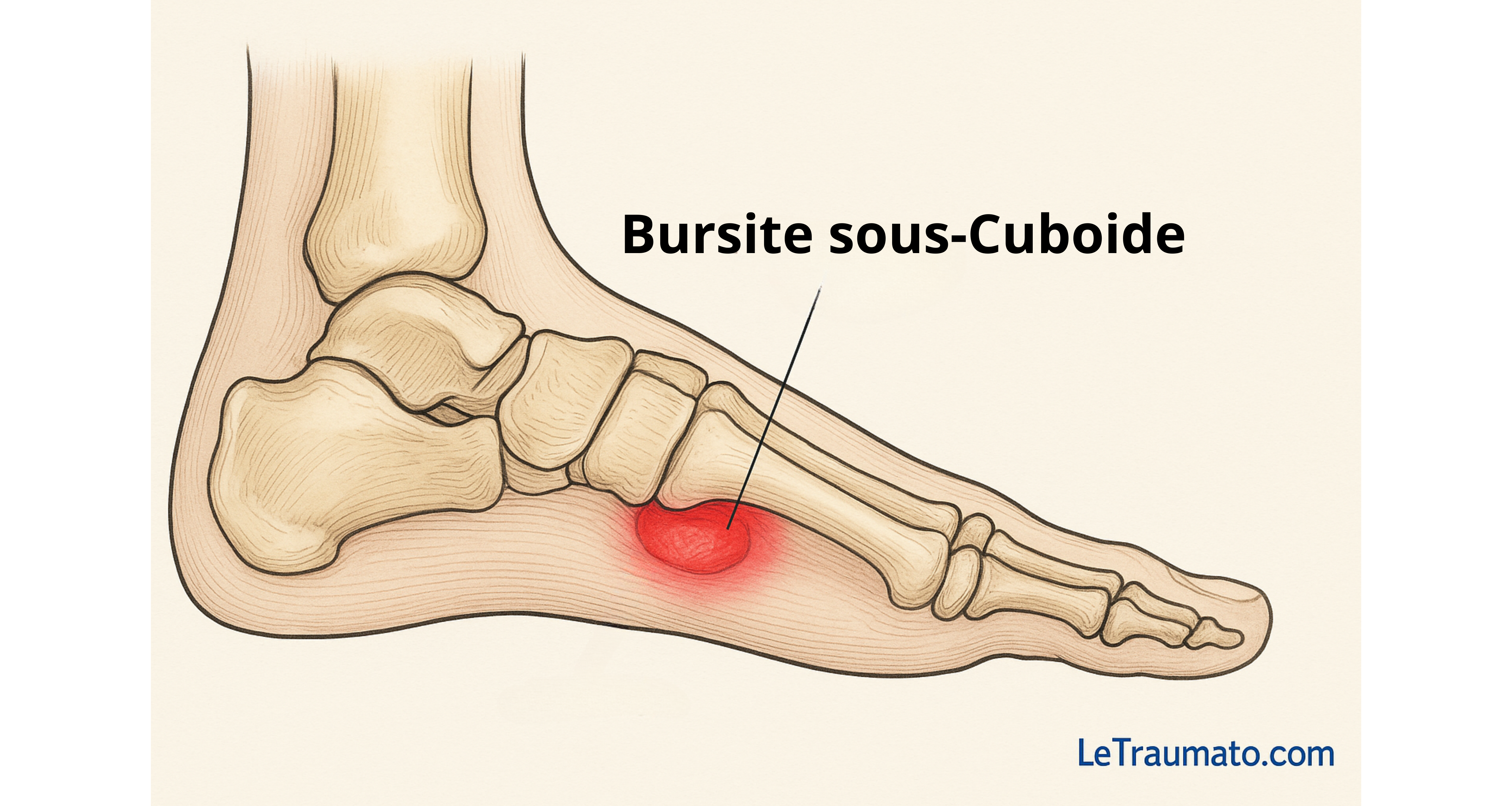 Bursite sous-cuboïdienne – illustration anatomique du pied par orthopédiste Traumatologie