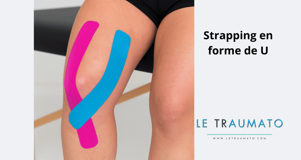 Application de kinesio taping coloré autour du genou pour stabiliser la rotule – LeTraumato.com