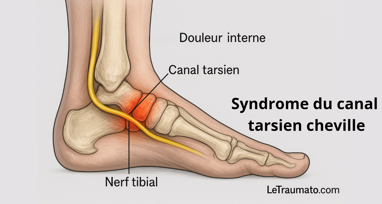Syndrome du canal tarsien cheville : compression du nerf tibial postérieur illustrée – Infographie médicale LeTraumato