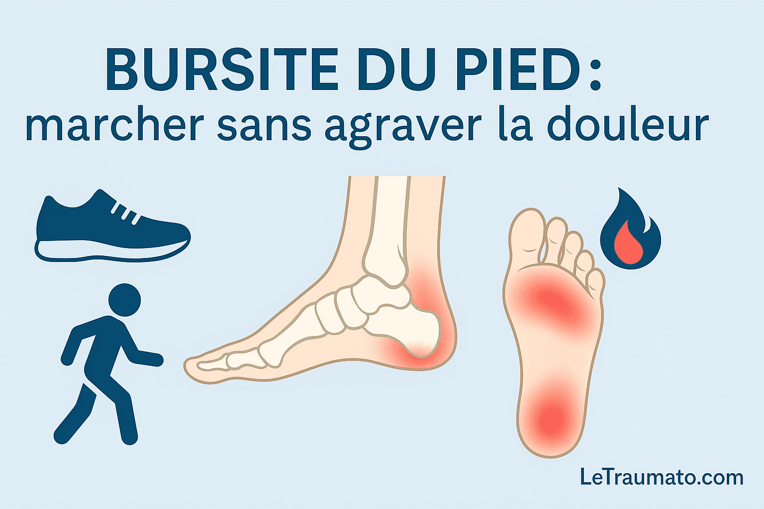 Infographie bursite du pied – marcher sans douleur | LeTraumato Traumatologie