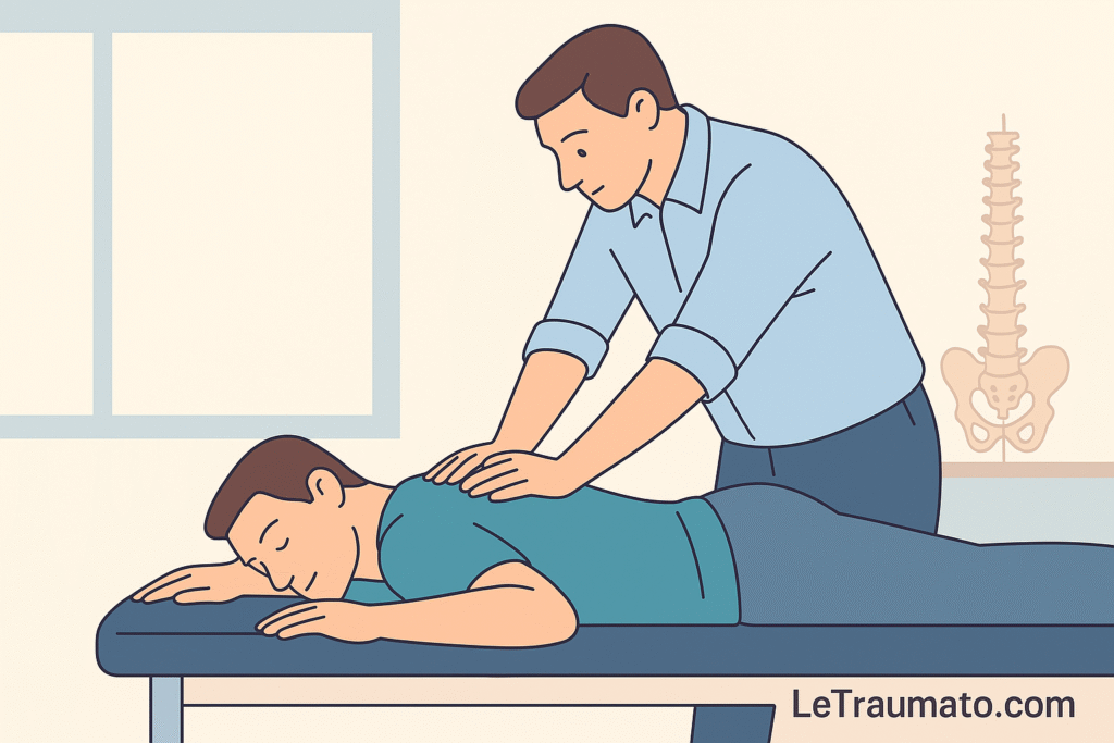 Orthopédie et chiropratique : illustration d’un ajustement vertébral chiropratique – LeTraumato