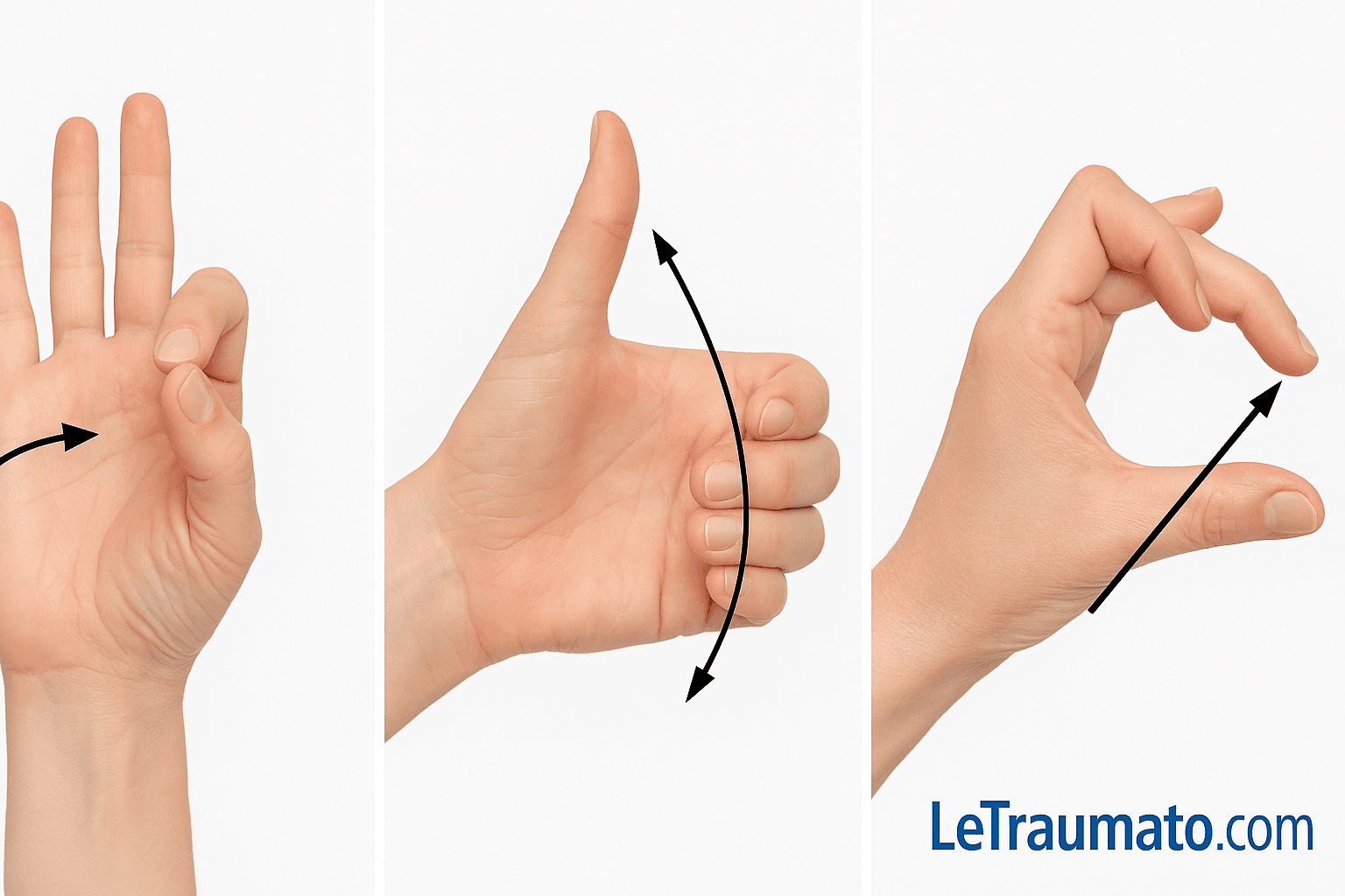 Exercices pour la rhizarthrose du pouce – illustration médicale réalisée par un orthopédiste Traumatologie – LeTraumato.com