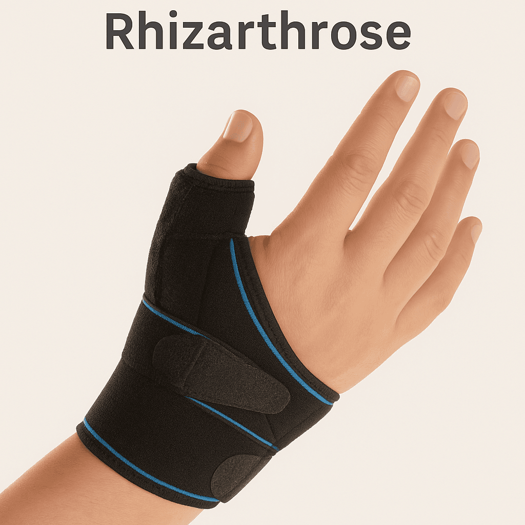 Attelle pour rhizarthrose : orthèse noire de pouce avec scratch de maintien, conseillée par un orthopédiste – LeTraumato.com
