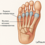 Anatomie des bourses inter-métatarsiennes du pied – illustration médicale par un orthopédiste, LeTraumato.com.