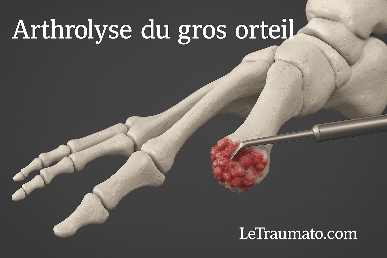 Arthrolyse du gros orteil : illustration médicale de l’intervention – Traumatologie LeTraumato.com