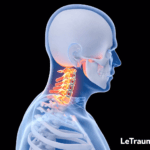 Illustration médicale du rachis cervical montrant une arthrodèse avec douleur persistante au niveau des vertèbres cervicales