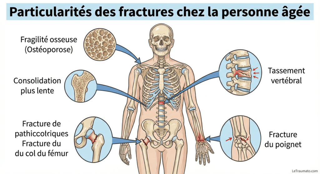 Image explicatif de: particularités des fractures chez la personne âgée et caractéristiques des fractures chez les seniors