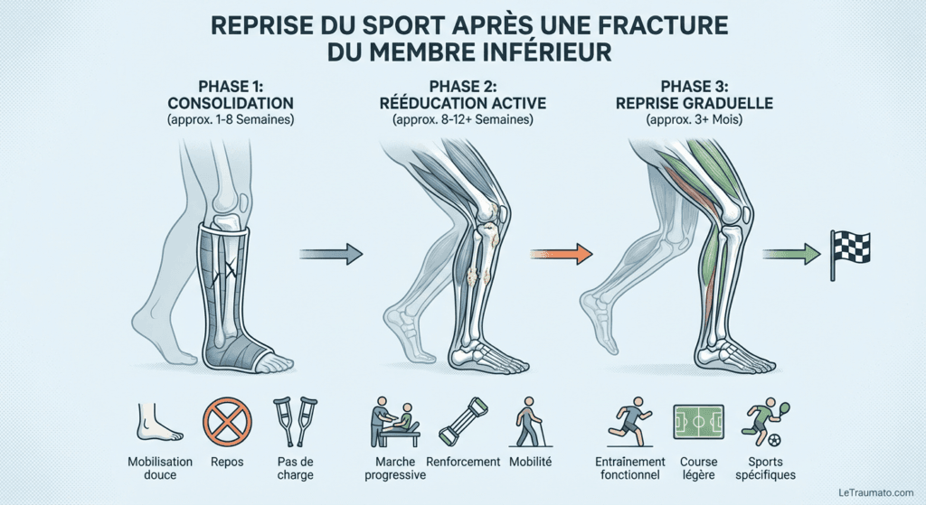 Image explicatif de: reprise du sport après une fracture du memebre inférieur et retour à lactivité physique après une fracture du membre inférieur
