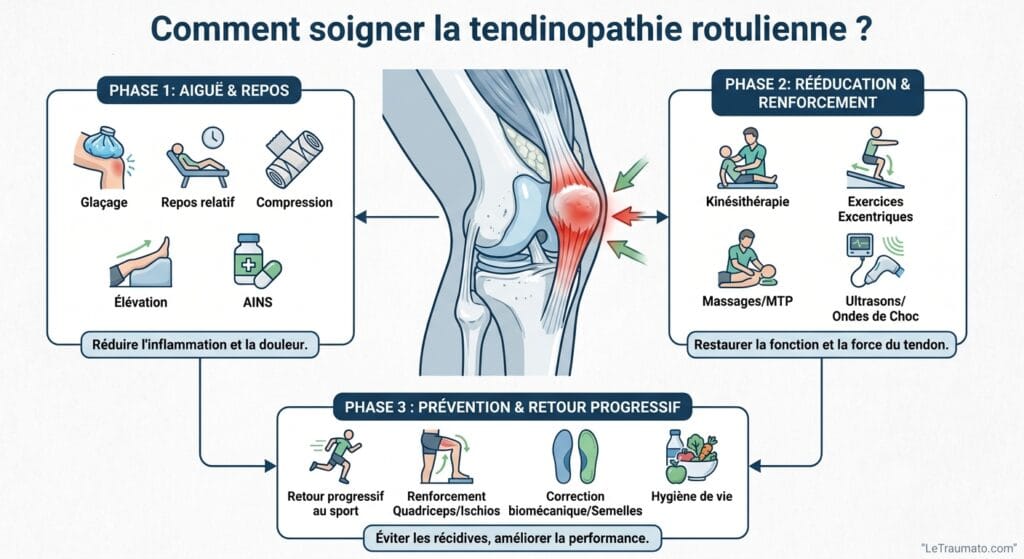 Image explicatif de: Comment soigner la tendinopathie rotulienne ? et Traitement tendinopathie rotulienne