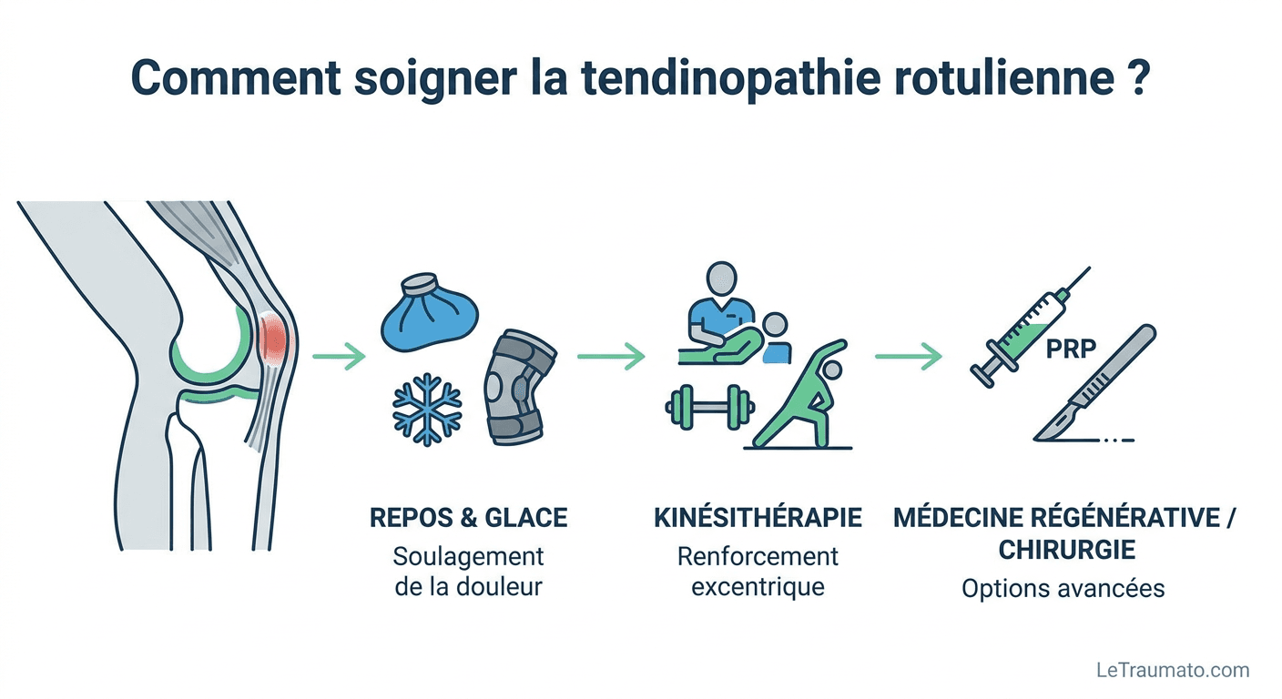Image explicatif de: Comment soigner la tendinopathie rotulienne ? et Traitement tendinopathie rotulienne