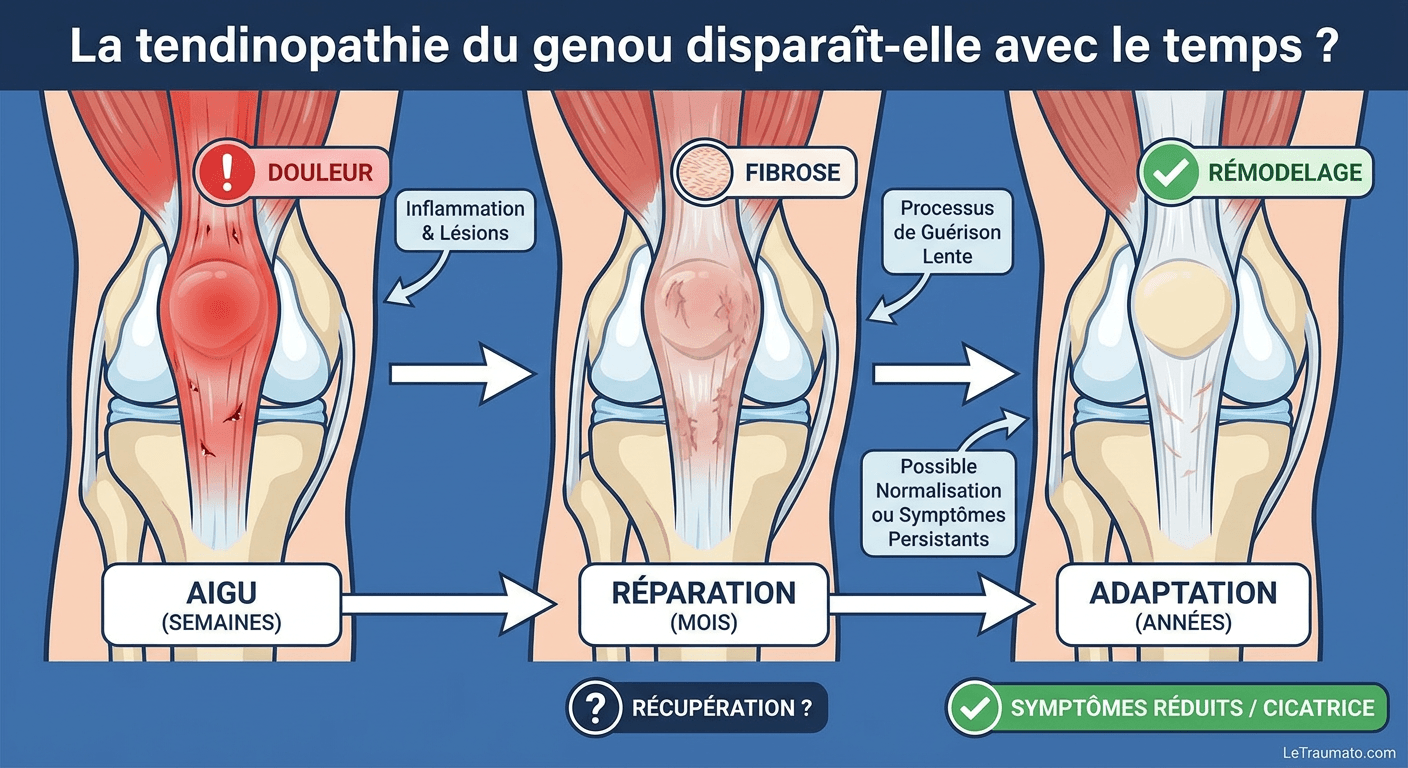 Image explicatif de: La tendinopathie du genou disparaît-elle avec le temps ? et Tendinite du genou disparaît-elle avec le temps ?