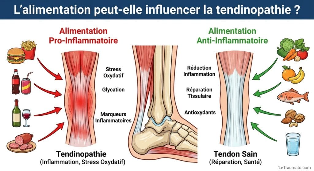 Image explicatif de: L'alimentation peut-elle influencer la tendinopathie ? et Régime et tendinopathie