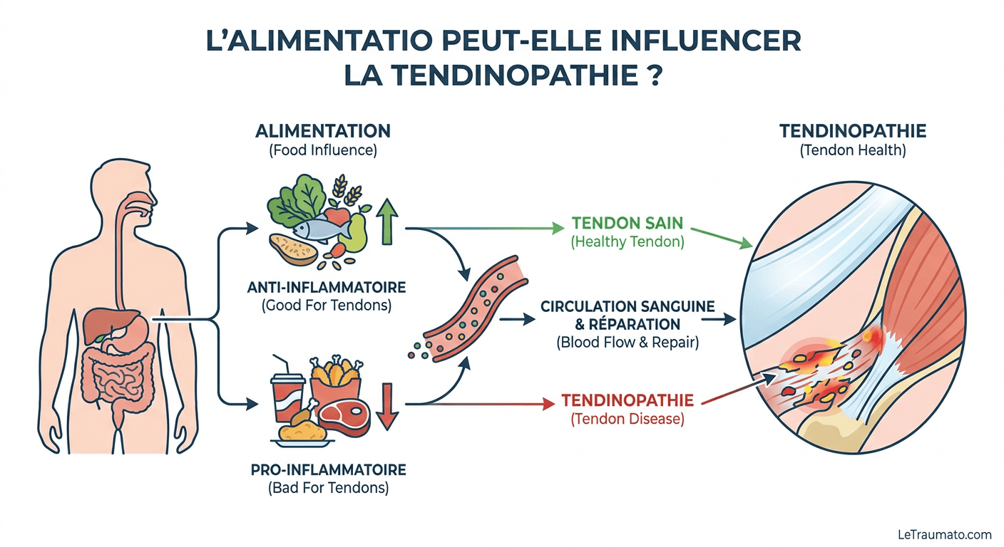 Image explicatif de: L'alimentation peut-elle influencer la tendinopathie ? et Régime et tendinopathie