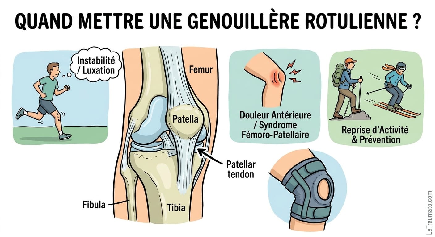 Image explicatif de: Quand mettre une genouillère rotulienne ? et Quand utiliser une genouillère ?