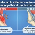 Image explicatif de: Quelle est la différence entre une tendinopathie et une tendinite ? et Tendinite vs tendinopathie