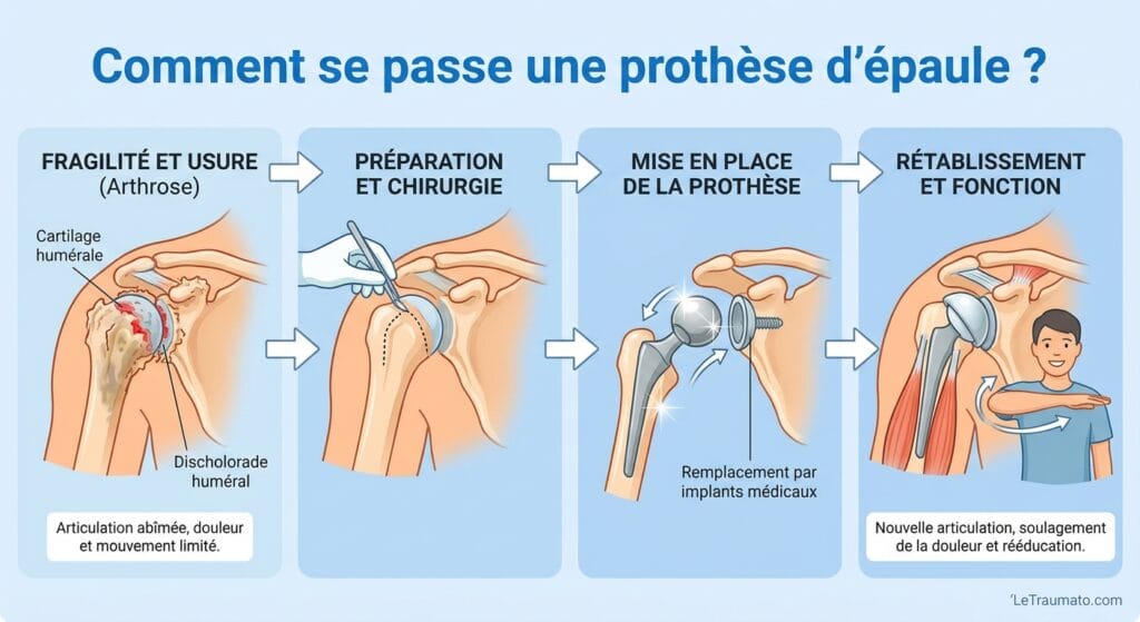 Image explicatif de: Comment se passe une prothèse d'épaule ? et Pose de prothèse dépaule