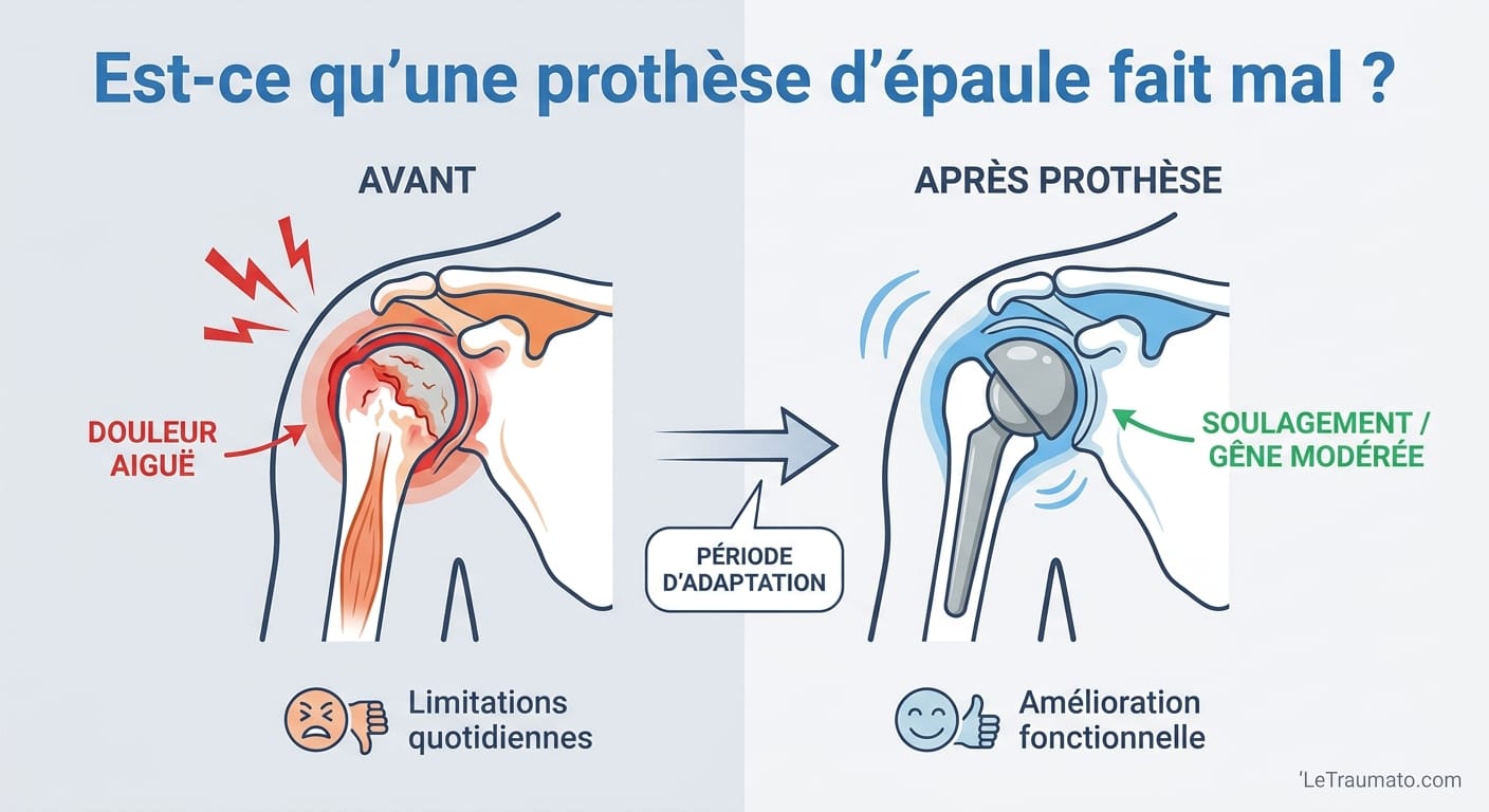 Image explicatif de: Est-ce qu'une prothèse d'épaule fait mal ? et Douleur prothèse épaule