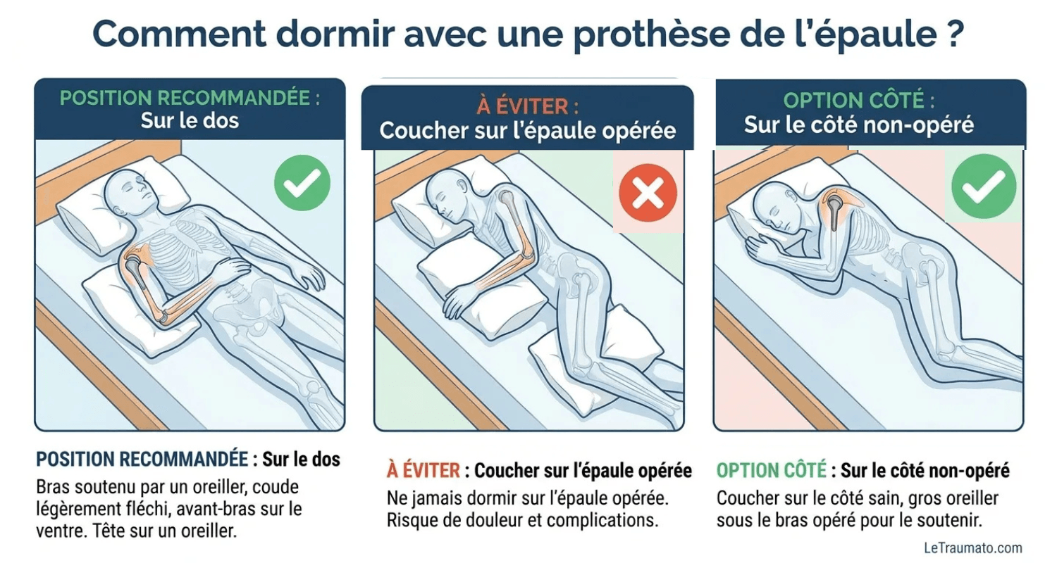 Image explicatif de: Comment dormir avec une prothèse de l'épaule ? et Dormir après une opération de lépaule