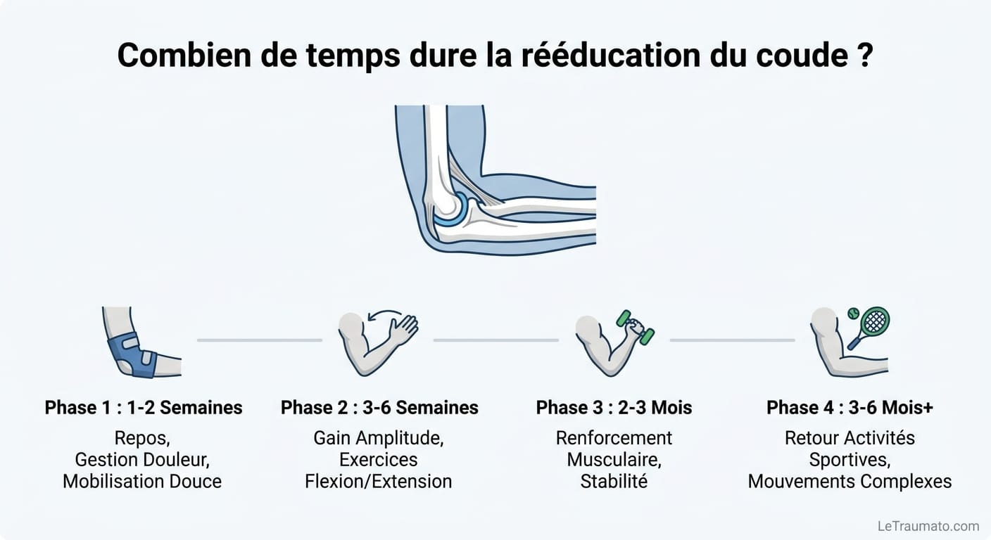 Image explicatif de: Combien de temps dure la rééducation du coude ? et Durée rééducation coude