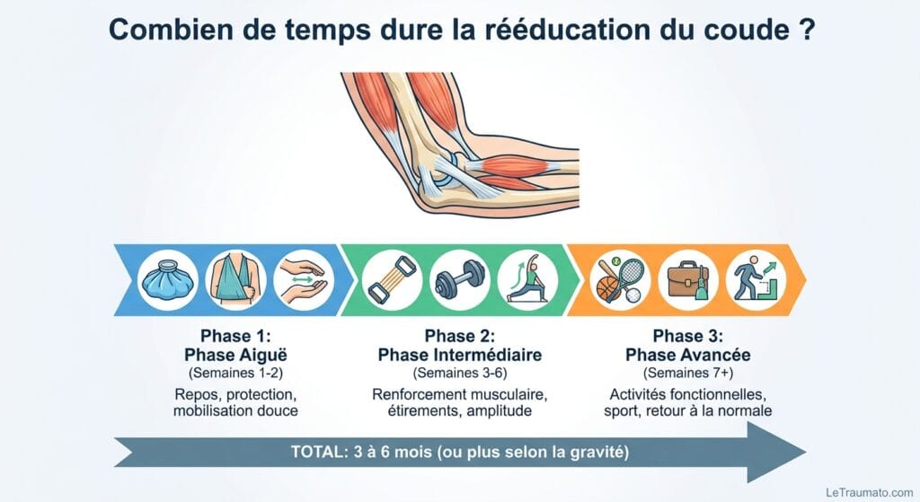 Image explicatif de: Combien de temps dure la rééducation du coude ? et Durée rééducation coude