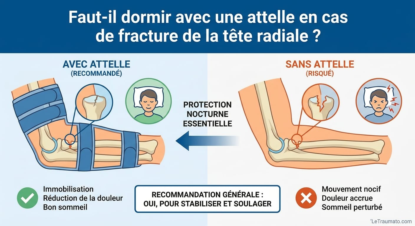 Image explicatif de: Faut-il dormir avec une attelle en cas de fracture de la tête radiale ? et Dormir avec une attelle après une fracture du coude ?