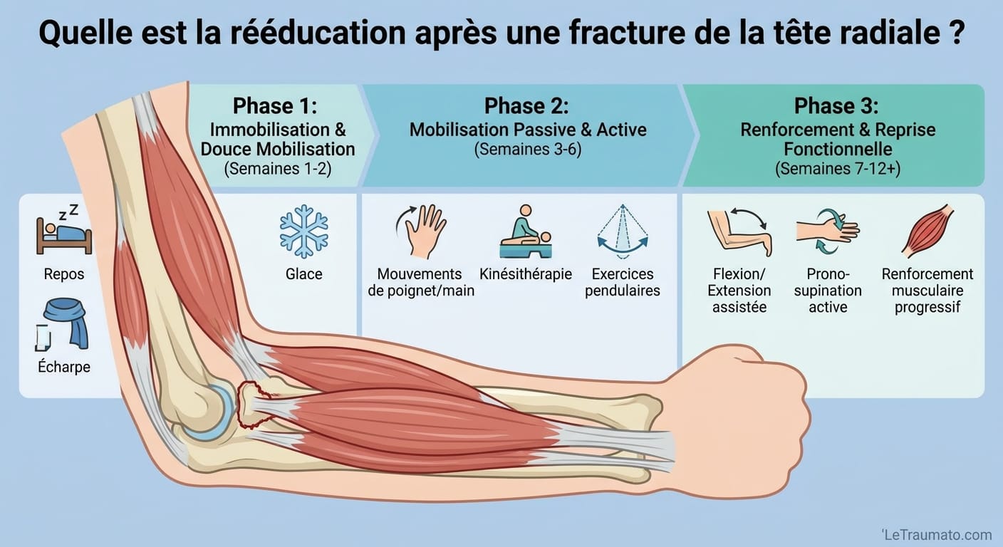 Image explicatif de: Quelle est la rééducation après une fracture de la tête radiale ? et Réhabilitation après fracture du coude